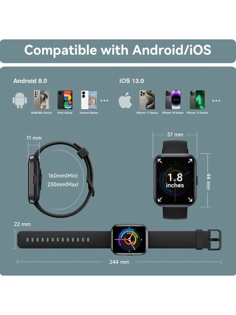 Waterproof Smart Watch for Fitness Tracking, Heart Rate & Sleep Monitor, 120